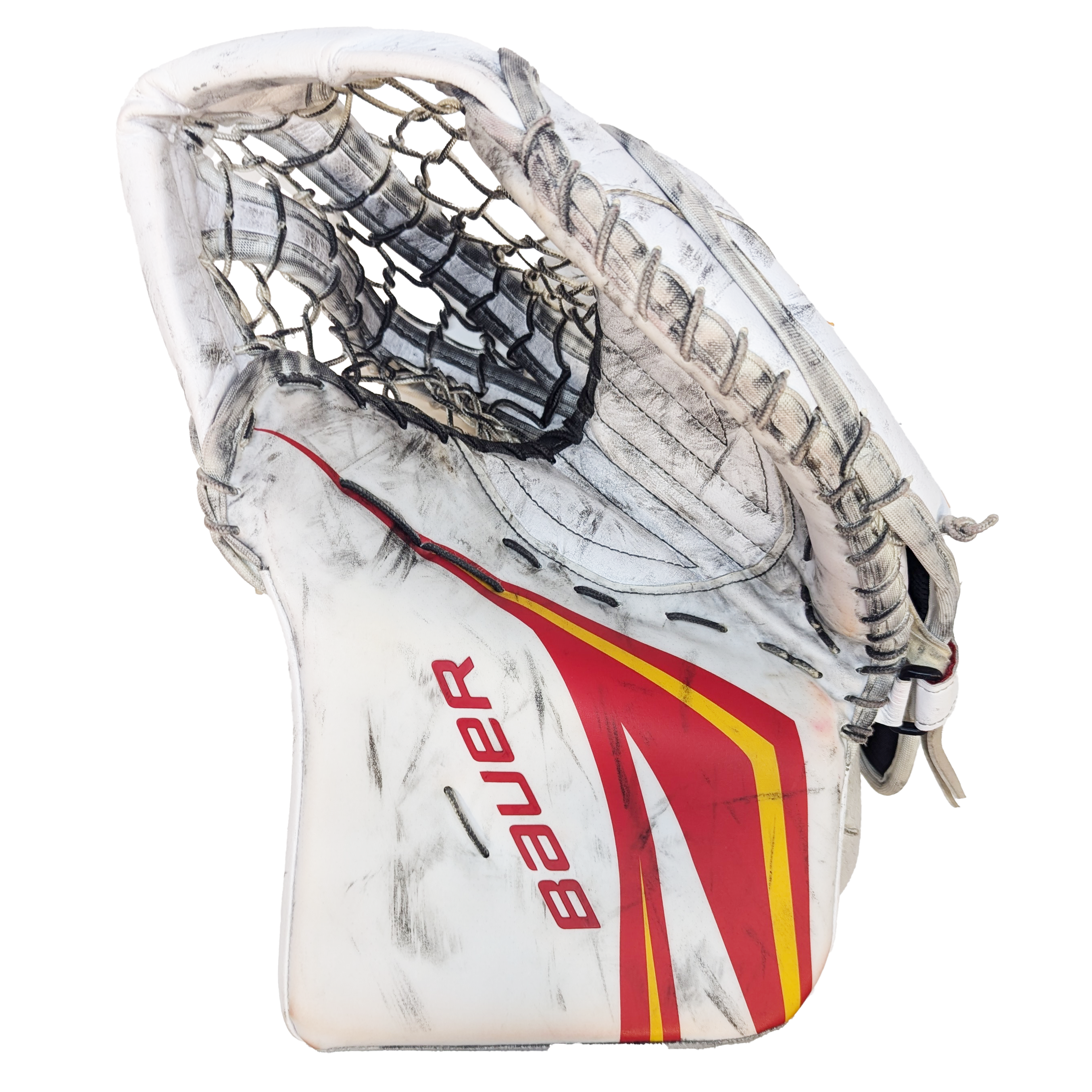 Bauer Vapor Hyperlite 2 - Gant de gardien Pro d'occasion (blanc/rouge/jaune)